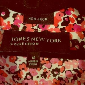 Jones New York Pink Floral Blouse. No iron needed.